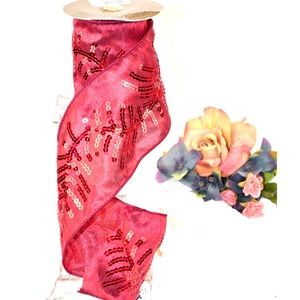 NWT Designer excellence maroon satin with sequins